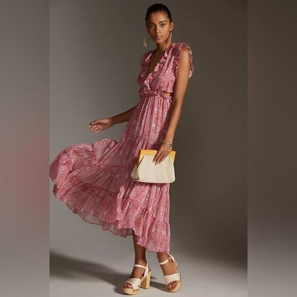 NWT Misa Los Angeles Ruffle Natasha Midi Dres… - Picture 2 of 5